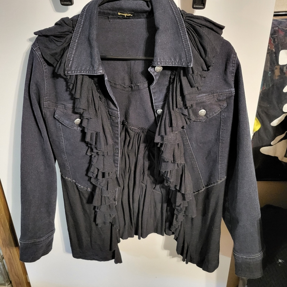 RARE Y2K BRAZILROXX WOMANS UNIQUE DENIM JACKET SZ S